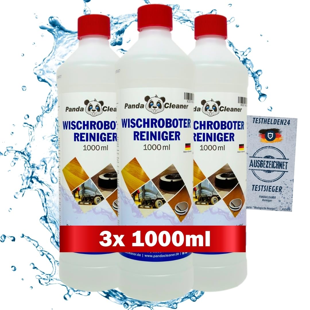PandaCleaner 3 x 1L Reinigungsmittel für Saugwischer - Reinigungsmittel Wischroboter - Bodenreiniger nicht schäumend - Professionelle Bodenreinigung für alle Böden (3000ml)