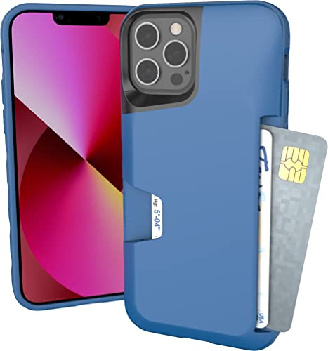 Smartish iPhone 12/12 Pro Wallet Case - Wallet Slayer Vol. 1 [Slim + Schutz] Kreditkartenetui (Seide) - Blau auf dem Grün