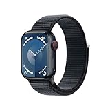 Apple Watch Series 9 (GPS + Cellular, 41 mm) Smartwatch mit Aluminiumgehäuse und Sport Loop Armband in Mitternacht. Fitnesstracker, Blutsauerstoff und EKG Apps, Always-On Retina Display, CO₂ neutral