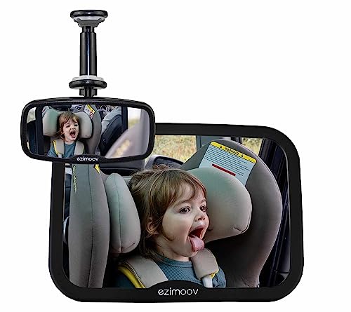 Ezimoov - Baby Car Mirror Pack Rücksitz + Frontspiegel, um Ihr Kind sicher zu sehen - Recyceltes Material und recycelbare Verpackung - Große und klare Sicht