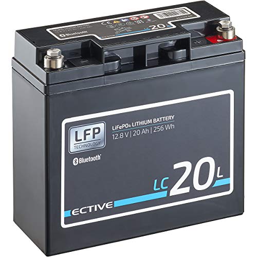 ECTIVE LC20L BT 12V 20Ah 256Wh LiFePO4-Batterie mit Bluetooth-Funktion Lithium-Eisenphosphat Versorgungs-Batterie inklusive App