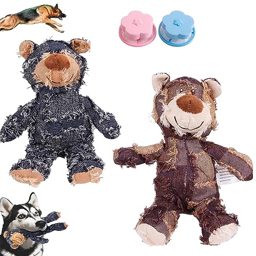 Donubiiu ZerstörBär - für Starke Kauer, Plüschbär Spielzeug Haustier Spielzeug, 2023 Neues Bettelbär-Spielzeug für Haustiere, Extreme Bear Dog Toy, Indestructible Robust Bear (L,2PCS B)