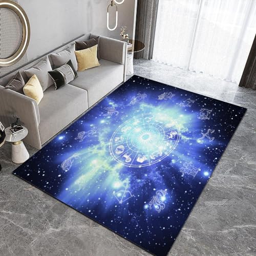 HUANYIN Astrologie Sternzeichen Teppich Wohnzimmer Schlafzimmer Teppich Home Dekoration Sofa Tisch Matte Hause waschbare Bodenmatte