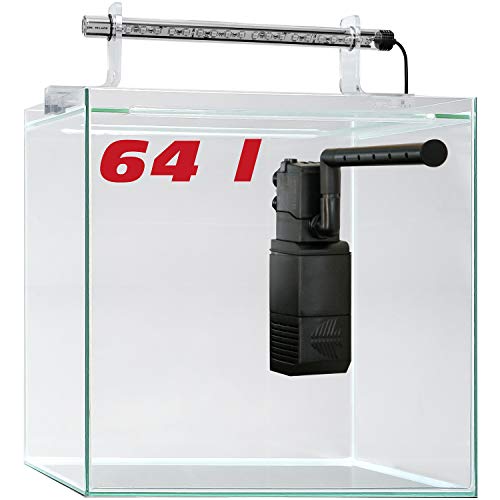 sera 32367 Scaper Cube 64 l Startset modernes Nano Glas Aquarium mit LED-Beleuchtung und Filter