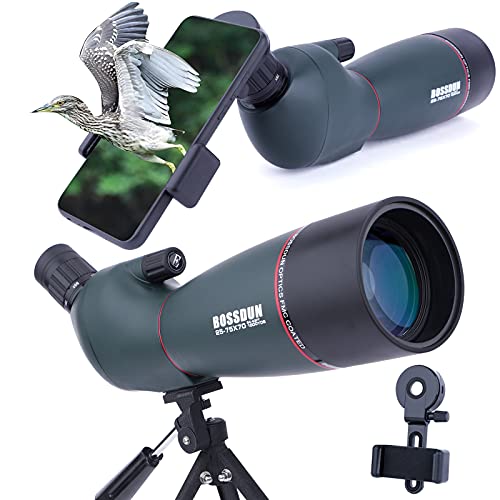 25-75x70mm Spektive mit Stativ, Telefonadapter & Tragetasche, Zoom BAK4 Prisma 45 Grad wasserdichtes Teleskop für Zielschießen Vogelbeobachtung Jagd Wildlife Landschaft (GN016-70)