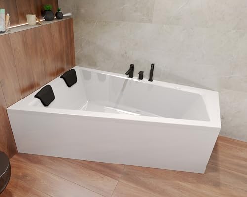 BADLAND Badewanne Rechteck Wanne Acryl INTIMAS 180x125 Links Acrylschürze Ablauf + 1 Badewannenkissen + Füße