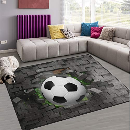 Naanle Fußball Rutschfeste Bereich Teppich für Dinning Wohnzimmer Schlafzimmer Küche, 50 x 80 cm (7 x 2,6 m), Kinderzimmer-Teppich, Teppich Yoga-Matte, Multi, 60 x 90 cm(2' x 3')