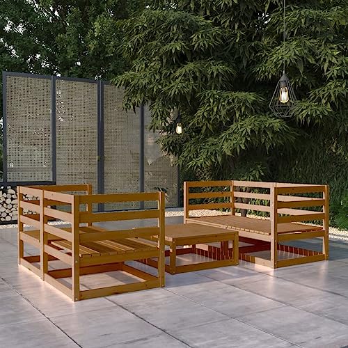 DIGBYS 5-teiliges Garten-Lounge-Set Honigbraun Massivholz Kiefer