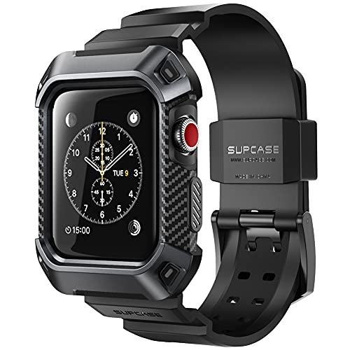 SupCase Apple Watch 3 Armband, [Unicorn Beetle Pro] Schutzhülle Robuster Schutzkappe Kratzfest Hülle Case für Apple Watch Serie 3 2017, 42mm [Kompatibel mit Apple Watch 42mm 2015 2016] (Schwarz)