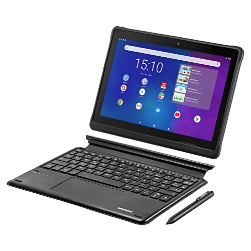 MEDION E103912 25,5 cm (10 Zoll) Full HD Education Tablet inklusive Tastatur (LTE, Android 10, Quad Core Prozessor, 64GB Speicher, 3GB RAM, Bluetooth, aktiver Stift)