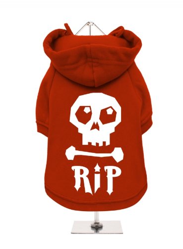 "Halloween: Skull RIP" UrbanPup Hunde Sweatshirt (rot/weiß)