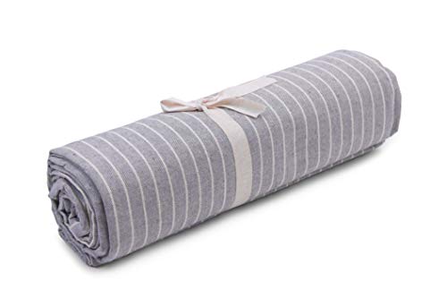 HomeLife | Tagesdecke Bettüberwurf | gestreift in Grau | 160 x 280 cm | weiche Mehrzweck Baumwolldecke & Bettdecke für Einzelbett | schöner Sofabezug & Couch Überzug