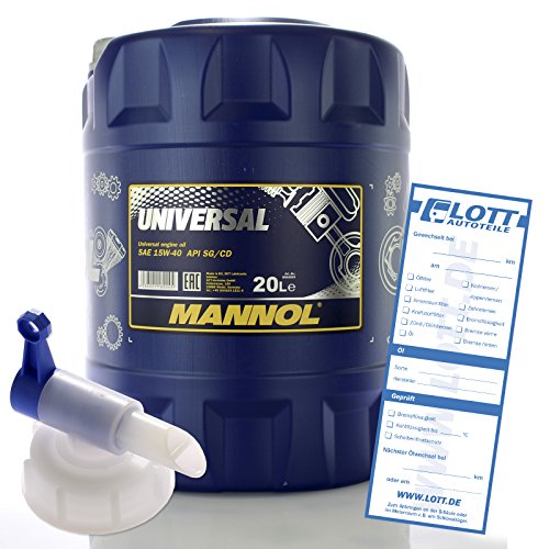 MANNOL 20L MN7405-20 Motoröl Universal 15W-40 API SG/CD hochwertiges Öl + Auslaufhahn