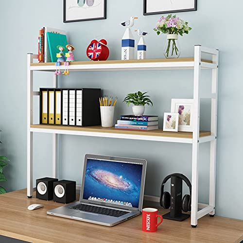 RedAeL Mehrzweck-Holz-Arbeitsplatten-Hutch Bücherregal - Verstellbares Regal für Computertisch mit 2 Ebenen
