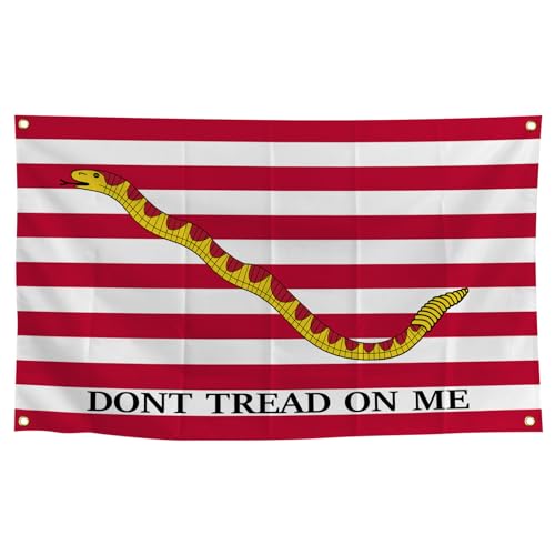 Gadsden-Flagge "Don't Tread on Me", 90 x 152 cm, mit vier Messingschlössern