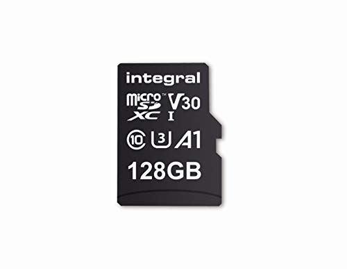 Speicherkarte 128 GB microSDxC Premium High Speed bis zu 100 MB/s Lesen, 45 MB/s Schreiben, V30 UHS-I U3 + SD-Adapter, by Integral Memory