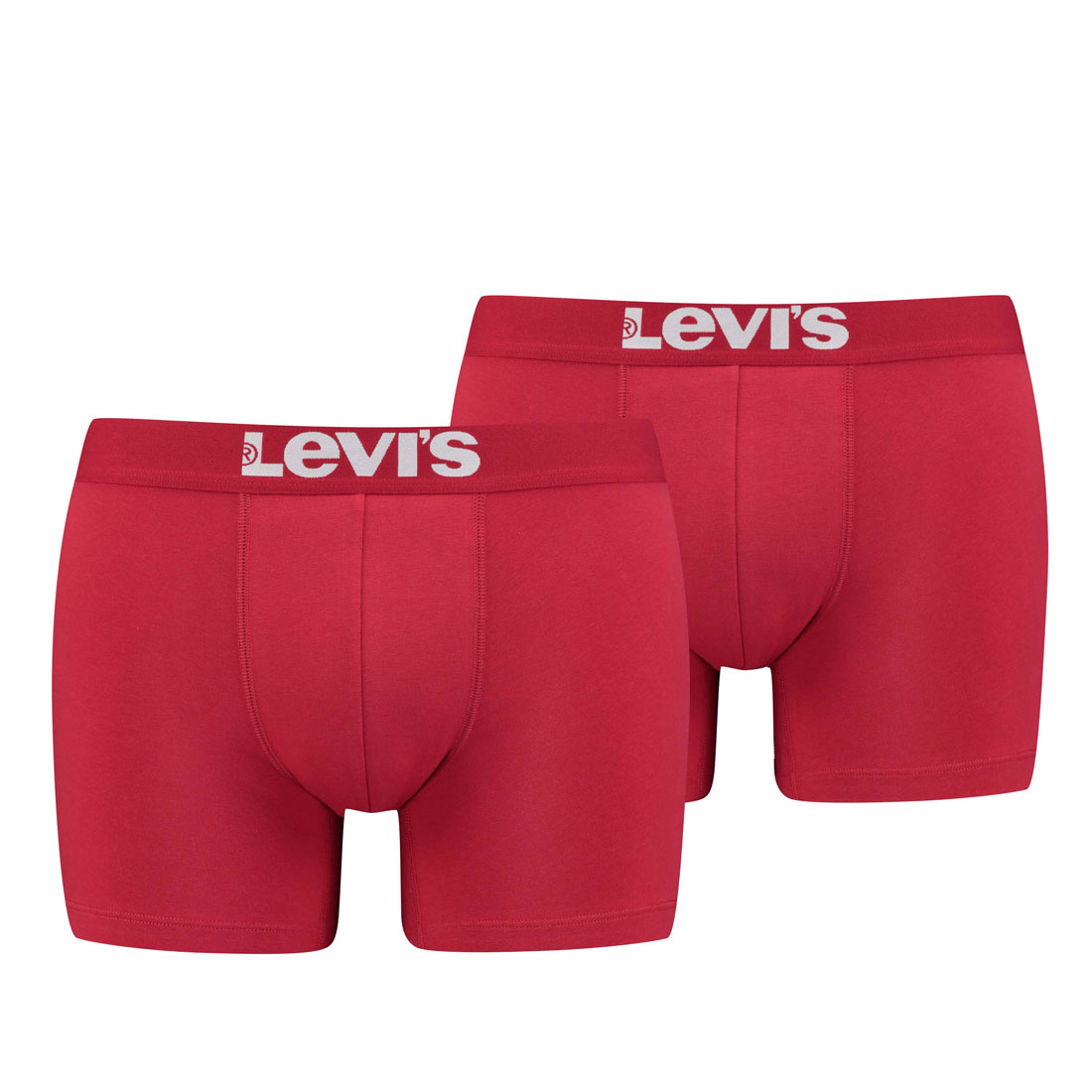 Levi's Herren Levis Men SOLID Basic Boxer 2P Boxershorts, Rot (Chili Pepper 186), Medium (Herstellergröße: 020) (2er Pack)