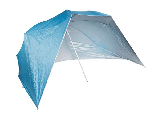 Sonnenschirm mit Seitenteilen 2,4 m in blau - 50+ UV Schutz - Strandschirm Windschutz Strandmuschel Schirm
