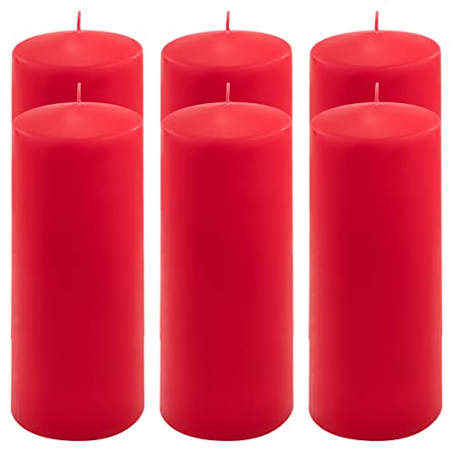 Stumpenkerze rot Höhe 20 cm Ø 7,5 cm lange Brenndauer Rund-Kerze Säulenkerzen Kerzen-Deko Tafelkerzen Weihnachts-Kerzen Hochzeit Xmas (6)