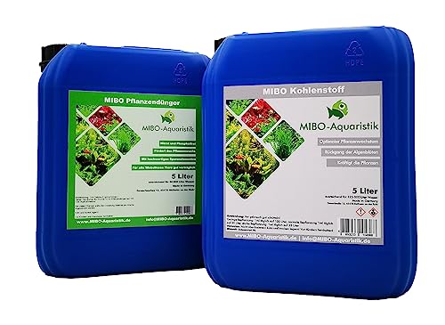 Mibo Aquaristik Pflanzendünger + Kohlenstoffdünger Spar Set 2 x 5000ml Aquarium Dünger Kanister