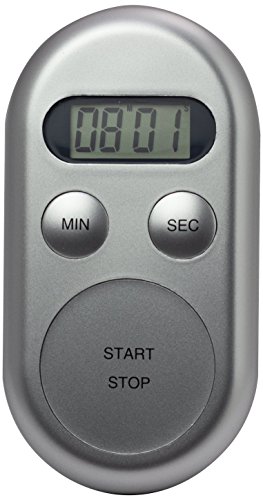 Kurzzeitmesser KT 188 Silber oval Countdown bis 99 Min, 59 Sek. 30-sekündiger Alarm beim Erreichen von 0 Timer-Memory-Funktion Magnet zum Befestigen an Metallflächen große Start-/Stopptaste