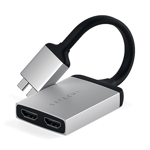 SATECHI Aluminium Typ-C Dualer HDMI Adapter 4K 60Hz mit USB-C PD Aufladung - Patent angemeldet - Kompatibel mit MacBook Pro 2019/2018, MacBook Air 2018, Mac Mini 2018 (Silber)