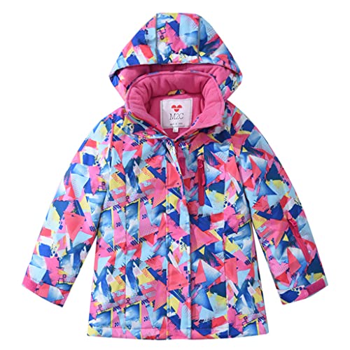 Mädchen Wasserdichte Skijacke Winter Schnee Jacke Fleece Outdoor Mantel mit Kapuze Schneefest Warm Reflektierende Streifen Mantel 5-6 Jahre