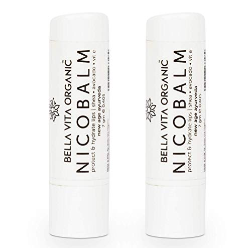 Glamorous Hub Bella Vita Bio-Lippenbalsam Nico Balm 2er Pack für Damen, Herren, Jungen und Mädchen, um trockene, rissige, beschädigte Lippen mit versorgen und bekommen Pre Lipstick Balm, 7 g pro Stück