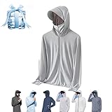 Donubiiu Leichte Sonnenschutzkleidung für Herren/Damen, Lightweight Sun Protection Clothing Ice Silk Hoodie Shirts Jacket (Light Gray,M)