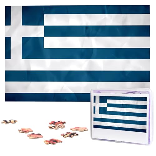 KHiry Puzzles 1000 Teile personalisierte Puzzles griechische Flagge Fotopuzzle anspruchsvolles Bildpuzzle für Erwachsene Personaliz Puzzle mit Aufbewahrungstasche (74,9 x 50 cm)