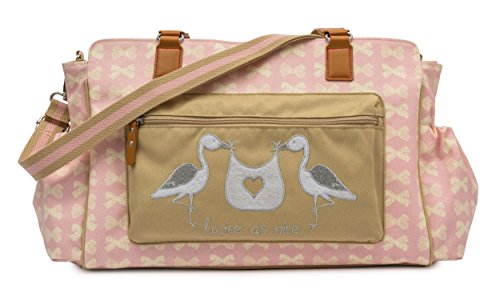 Pink Lining Wickeltasche Twins Bag 'Twice as Nice' Cream Bows on Pink