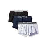 Emporio Armani Underwear Herren 3-Pack Trunk Pure Cotton Underwear, White/Black/Mel Grey, XL (3er Pack)