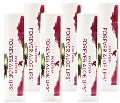 Forever Aloe Lips, hochwertiger Lippenpflegestift mit Aloe Vera, Jojobaöl und Bienenwachs für trockene und rissige Lippen, dermatest-zertifiziert, glutenfrei (6 x 4,25g)