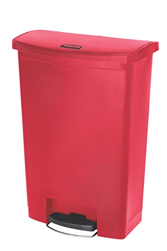 Rubbermaid Commercial Products Slim Jim 1883570 90 Litre Front Step Step-On Resin Wastebasket - Red