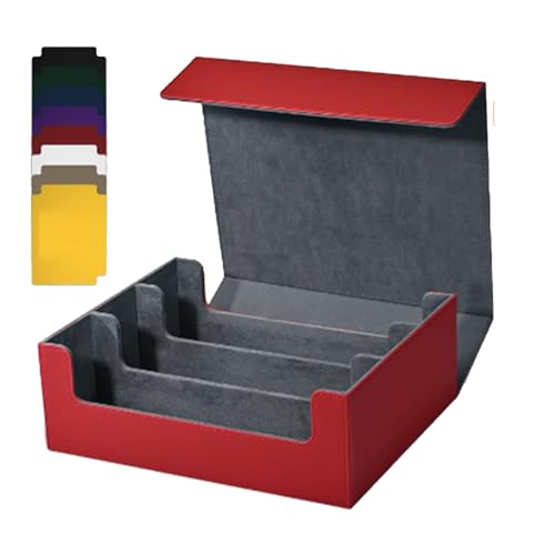 Luejnbogty Kartenaufbewahrungsbox für Sammelkarten, 1800+ PU-KartendeckhüLle, Kartenbox mit Magnetverschluss für Magnetische Spielkarten, Rot