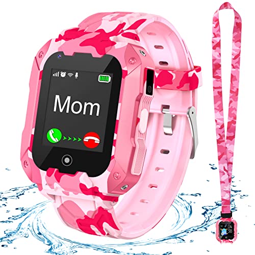 4G Kinder Smart Watch Wasserdicht SOS Smartwatch mit Wecker, Game Music Player, Kamera, Smart Watch Geschenke für 3-12 Jahre alte Jungen Mädchen (Tarnpulver)
