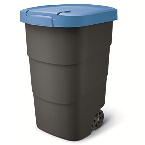 Prosperplast Wheeler 95L Müllbehälter mit Rädern und Deckel Mülltonne Müllgroßbehälter Großmülltonne Universaltonne Kunststoff (Blau)