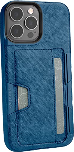 Smartish iPhone 13 Pro Max Wallet Case - Wallet Slayer Vol. 2 [Slim + Protective] Kreditkartenfach mit Ständer - Blau auf dem Grün