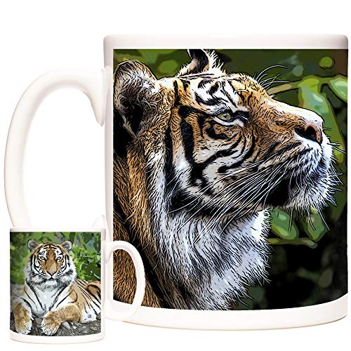 Wunderschöner Tiger-Geschenk-Tasse, 325 ml, Keramik-Tasse, spülmaschinen- und mikrowellengeeignet, Tiere der Welt