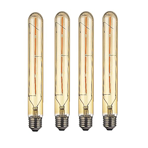 OUGEER 4er Edison Vintage Röhrenlampe E27 4W T30-225 Reagenzglas Flöte Glühlampe Rohr,AC 220-240V,E27 T30 LED Filament Glühbirne Warmweiß(2300K)
