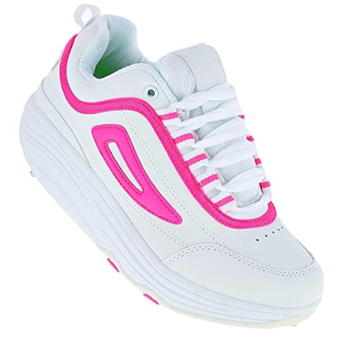 Roadstar Fitnessschuhe Gesundheitsschuhe Damen Herren Sneaker 092, Schuhgröße:39, Farbe:Pink/Weiß