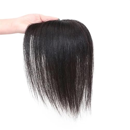 Echthaar-Topper, Clip-in-Haarteil, Damenperücke, handgefertigt, leichtes, atmungsaktives Haar (Size : 20cm, Color : BLACK_80_FREE_10X12)