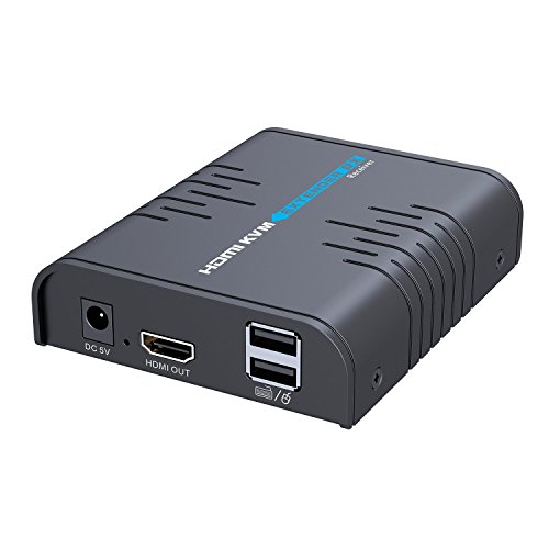 WERPOWER AGPtEK HDMI KVM Extender(Only Receiver) Over Single Cat 5/5E/6/7 Ethernet Cable- Signal Extension Up to 120m/365Ft- Ultra HD 1080p60Hz