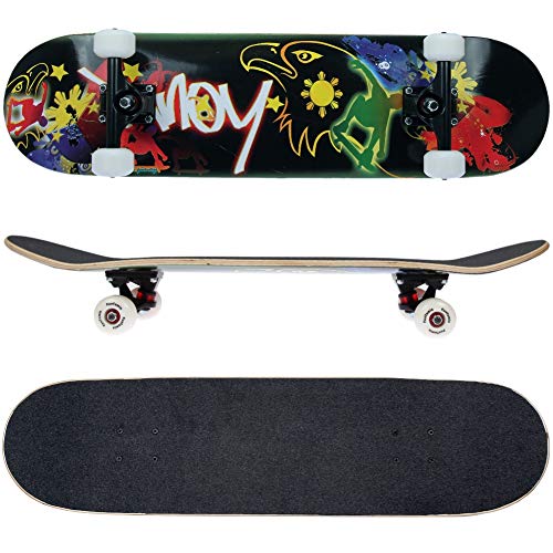 FunTomia Skateboard mit ABEC-9 Kugellager Rollenhärte 100A und 100% 7-lagigem kanadisches Ahornholz (Adler schwarz)