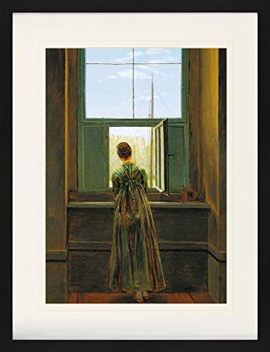 1art1 Caspar David Friedrich - Frau Am Fenster, 1822 Gerahmtes Poster Für Fans Und Sammler 80 x 60 cm