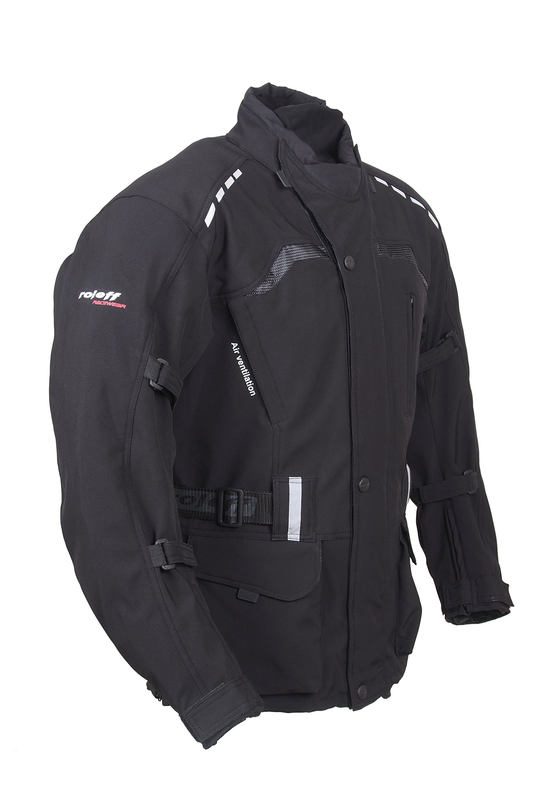 Roleff Racewear Unisex 15125 Lange Softshell Motorradjacke mit Protektoren und Klimamembrane, Schwarz, XL EU