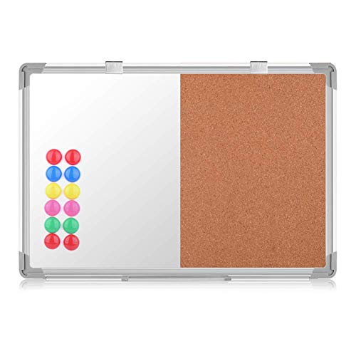 S SIENOC Whiteboard Kombinations notizbrett Pinnwand Magnetwand mit Alurahmen Magnetisch Whiteboard und Magnettafel Weiß lackiert 70x50cm
