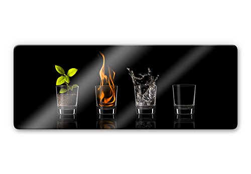 Glasbild (Echtglas) - Frutos Vargas - The Four Elements - Panorama - 80x30cm - mit abgerundeten Ecken und Wandaufhängung - 3D Optik - GA-1X57727P1 - Wall-Art