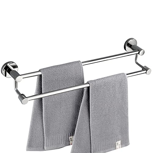 Doppelstangen-Badetuchstange, 304 Edelstahl-Handtuchstange, gebürsteter Silber-Finish-Handtuchhalter, an der Wand befestigte Badetuchstange für Badezimmer und Küche (Size : 120cm)