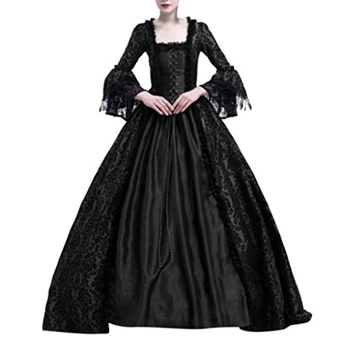 Riou Damen Mittelalter Kleid Gothic Steampunk Vintage Renaissance Adels Palast Prinzessin Maxikleid für Hochzeit Karneval Fasching Party